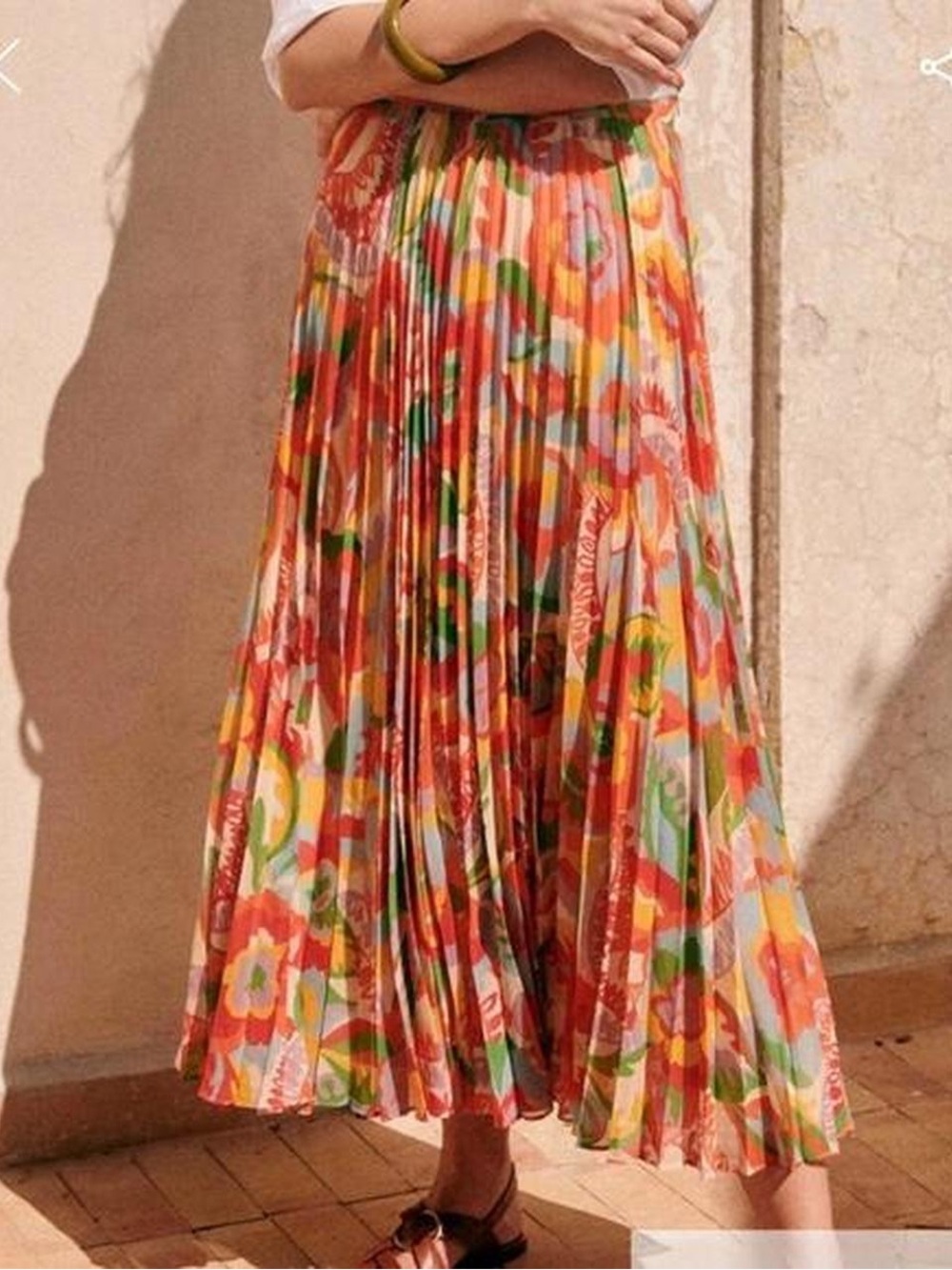Sezane Dilo Jupe 70s Floral Pleated Midi Skirt , 34/US 2